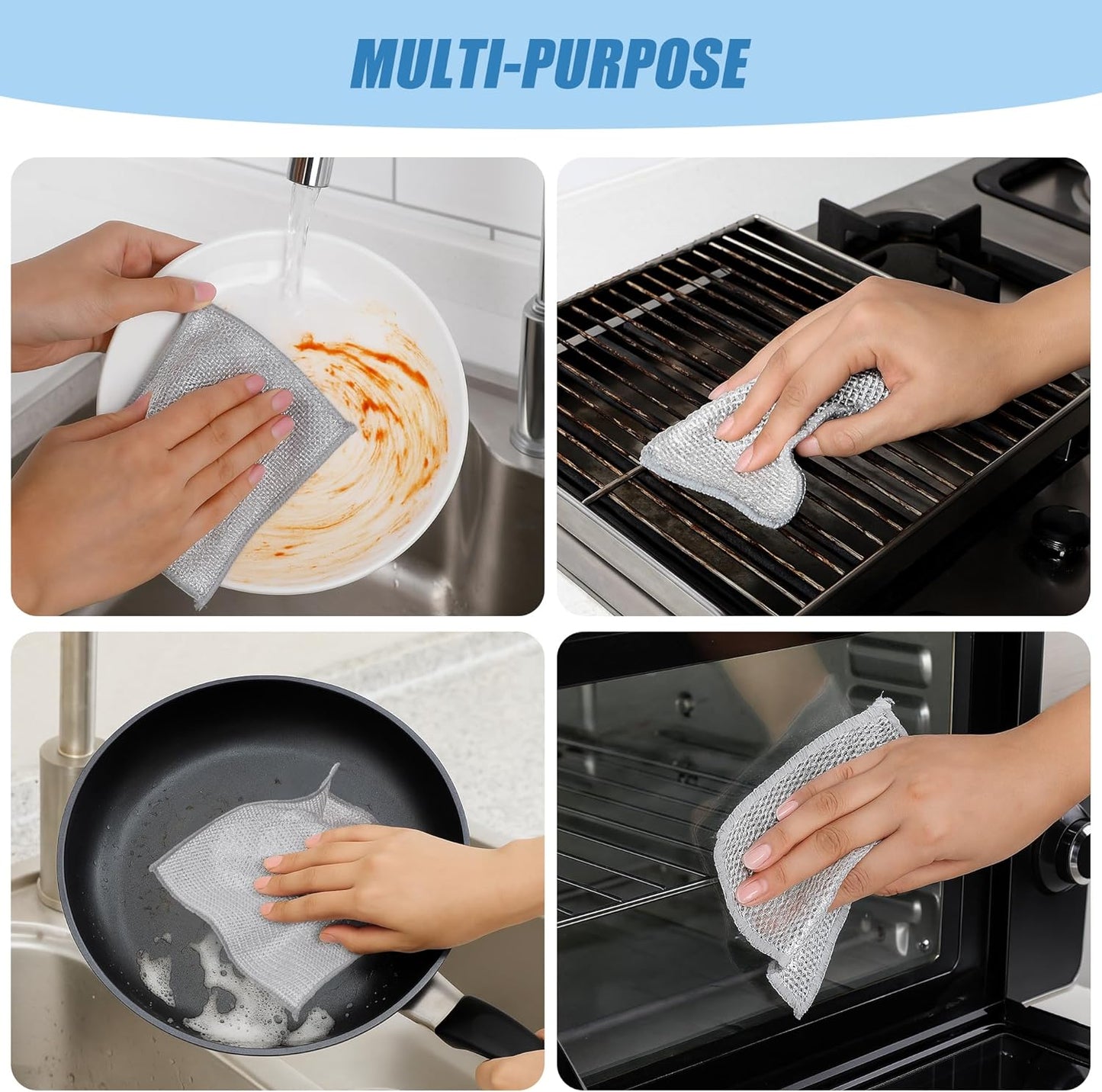 30PCS Non Scratch Wire Dishcloth Steel Wool Scrubber Scrub Pads