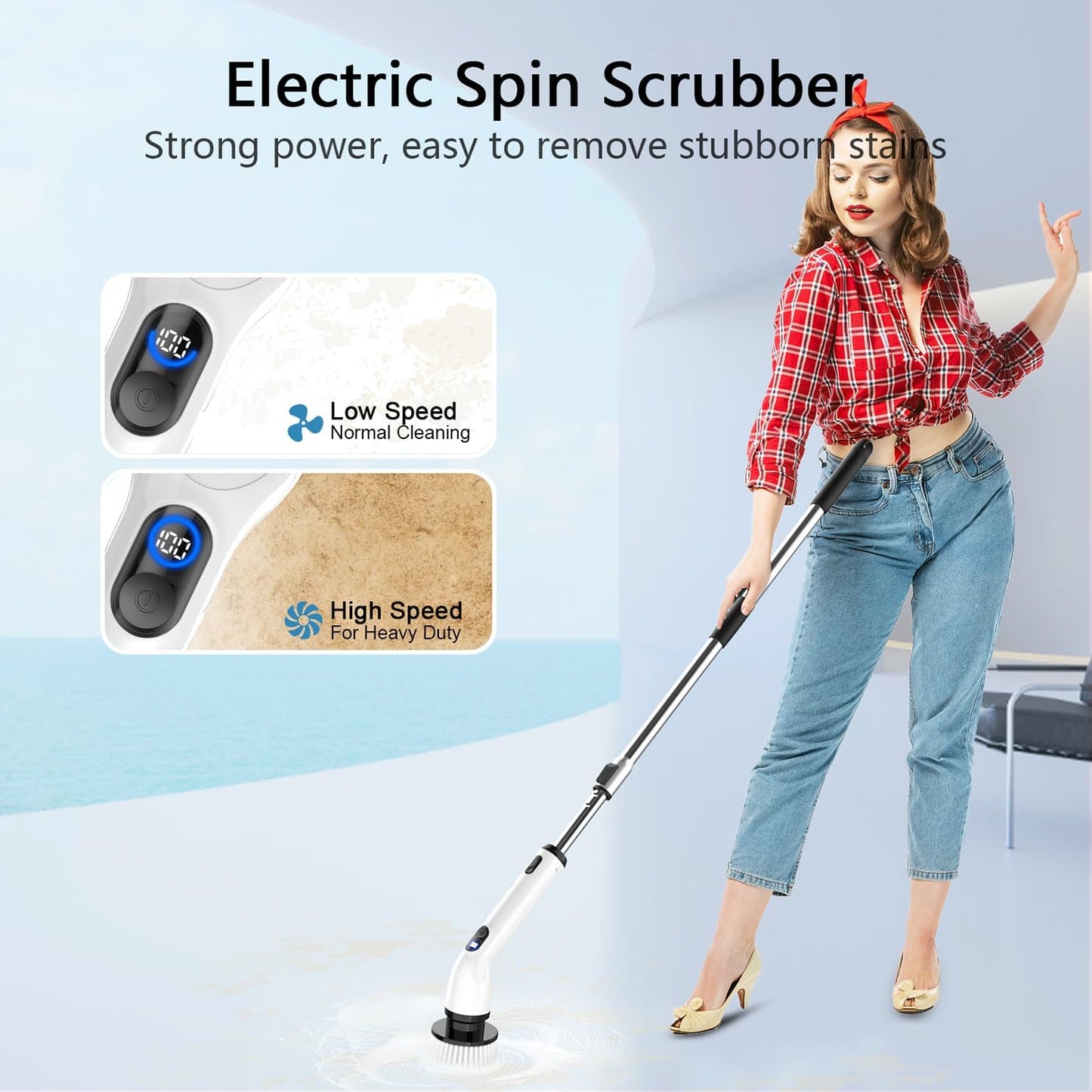 TUYU Electric Spin Scrubber, Full-Body IPX7 Waterproof Bathroom Scrubber 
