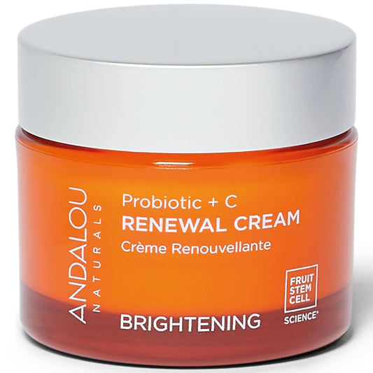 Andalou Naturals Probiotic + C Renewal Cream, Probiotic plus C, Complexion Enhancing Face Moisturizer, Helps Promote Firmer Skin & More Even Skin Tone, Lightweight Hydrating Facial Moisturizer, 1.7 Oz