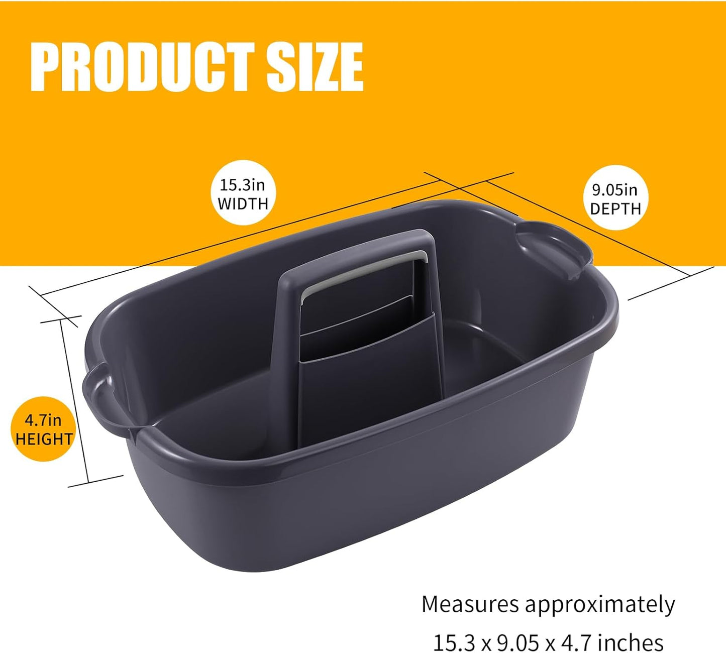 2-Pack Large Gray Cleaning Caddy for Cleaning Supplies with Handle