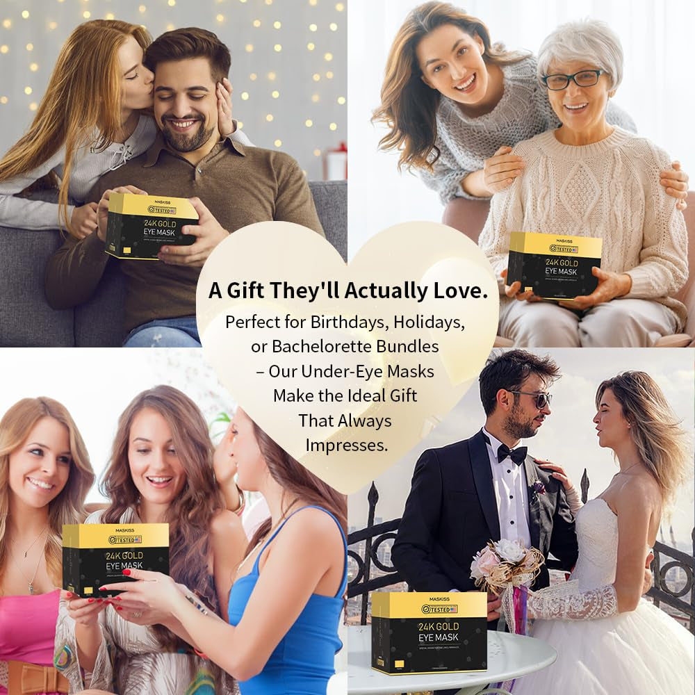 24K Gold under Eye Patches (25 Pairs), Eye Mask, Collagen Skin Care Products, Eye Patches for Puffy Eyes, Eye Masks for Dark Circles and Puffiness