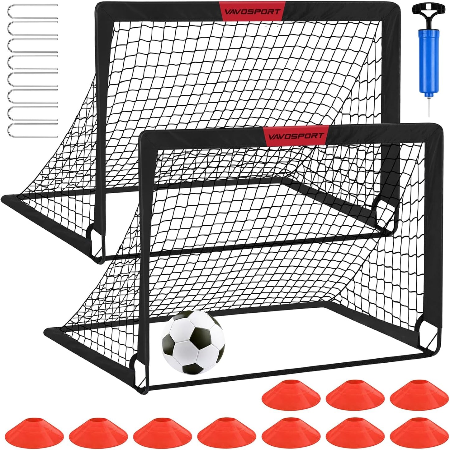 Kids Soccer Goals for Backyard Set - 2 of 4' X 3' Portable Soccer Goal Training Equipment, Pop up Toddler Soccer Net with Soccer Ball, Stocking Stuffers for Kids Youth Outdoor Games, Sports Play Gifts