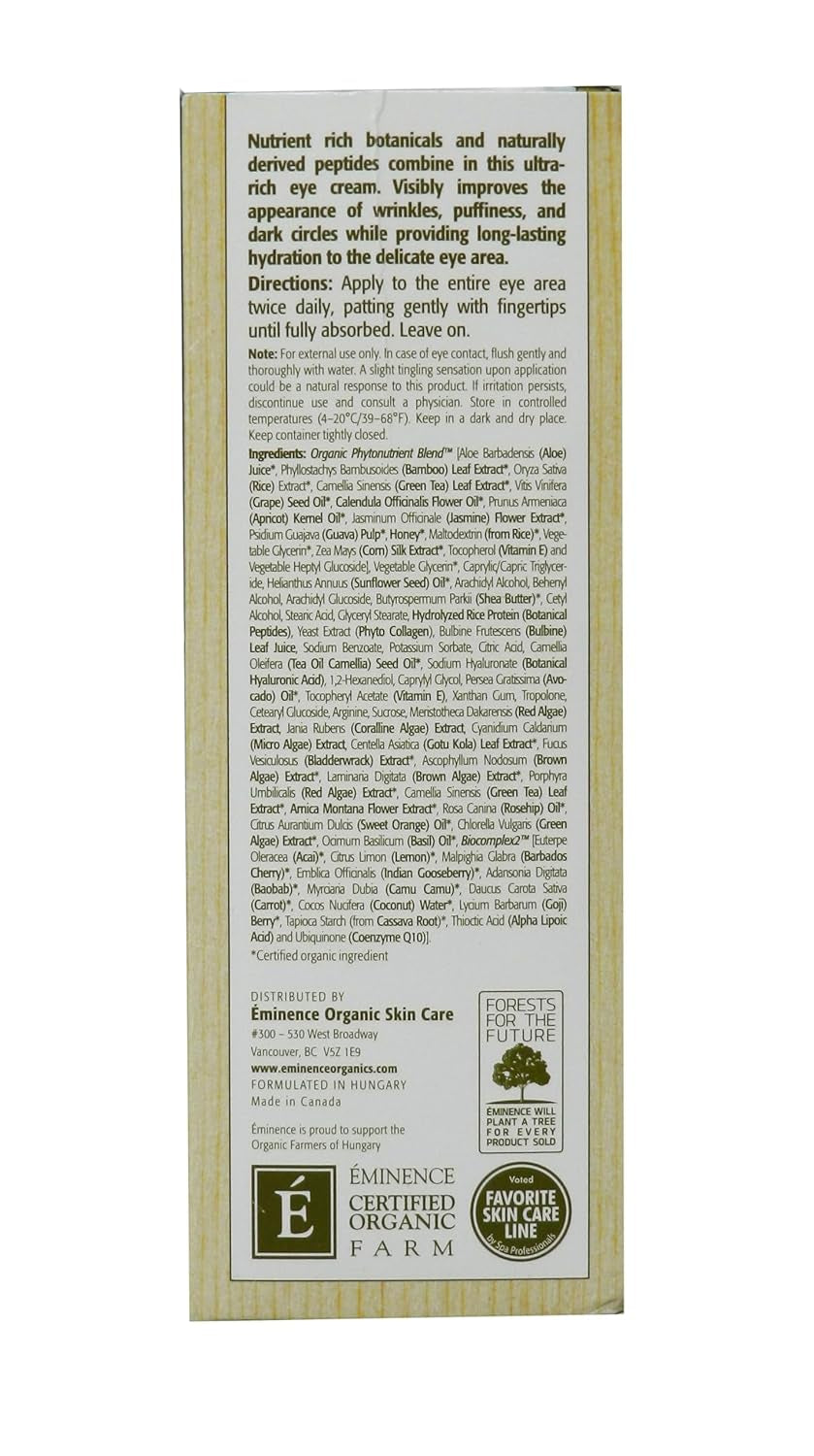 Eminence Organic Skincare Marine Flower Peptide, Eye Cream, 1.05 Ounce