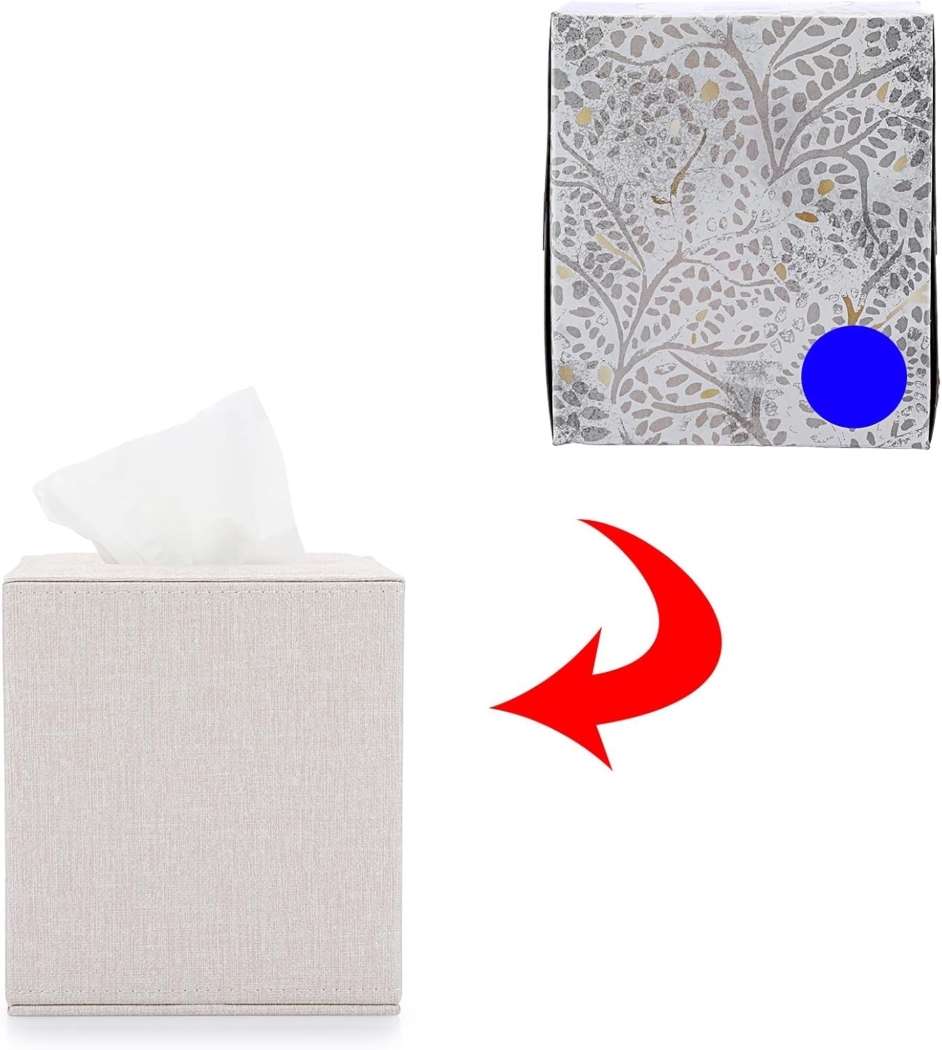 Sumnacon Square Linen Tissue Box Cover