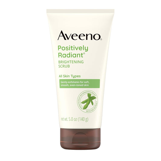 Aveeno Positively Radiant Skin Brightening Exfoliating Daily Facial Scrub, Gentle with Moisture-Rich Soy Extract, Helps Improve Skin Tone & Texture, Oil- & Soap-Free, Hypoallergenic, 5 Oz