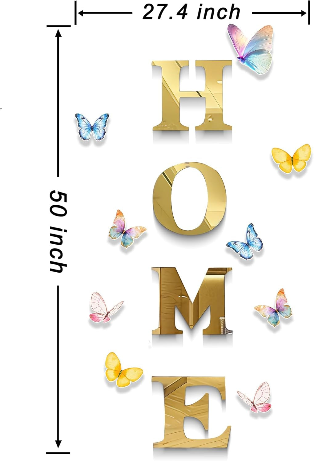 Home Letters Sign Wall Decor Living Room Gold Acrylic Mirrors Art