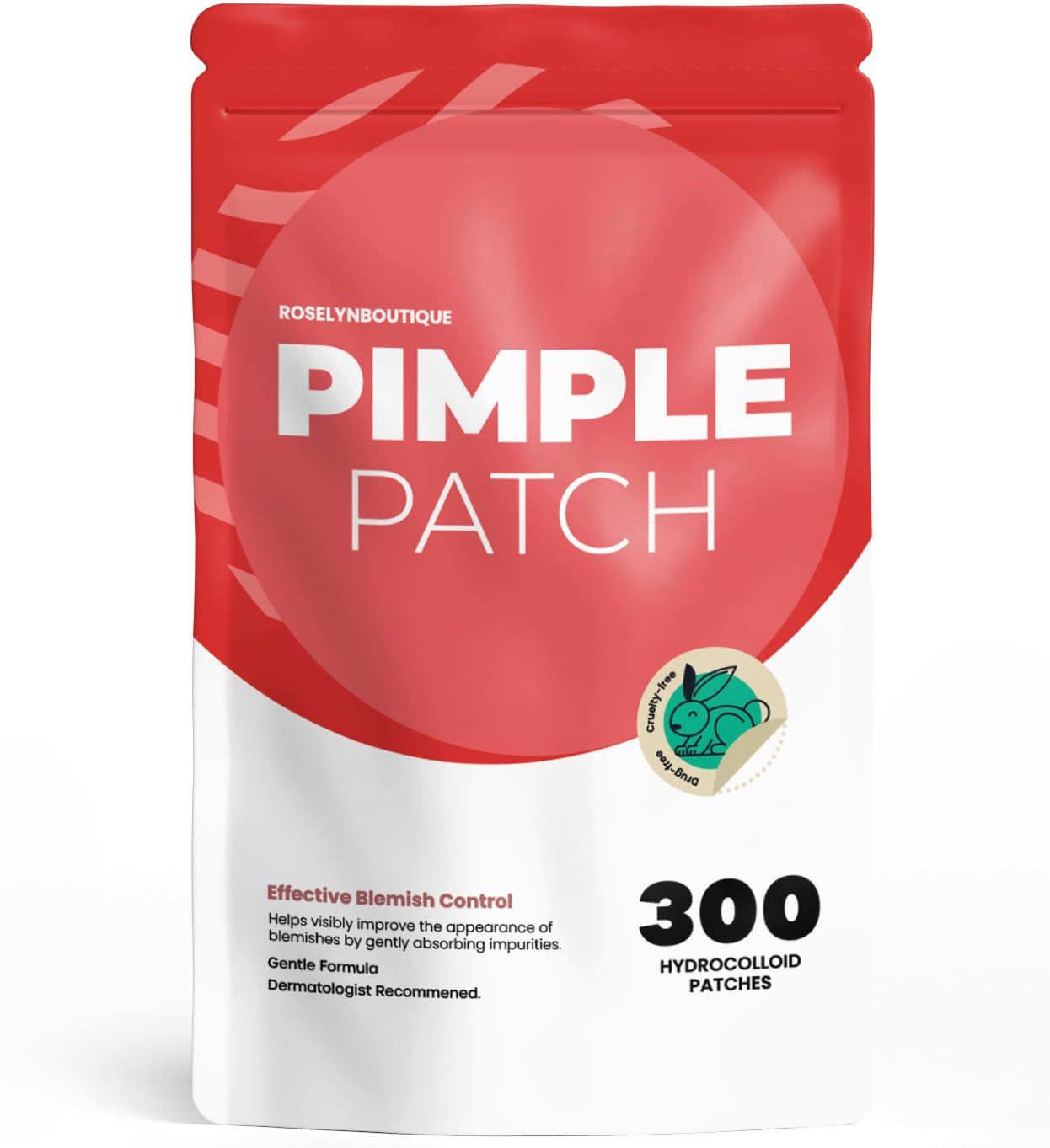 ROSELYNBOUTIQUE Pimple Patches for Face 300 Counts 4 Sizes Hydrocolloid Acne Patches with Tea Tree Oil,Zits Blemishes Pore Strips - Vegan Facial Skin Care Products Cruelty-Free