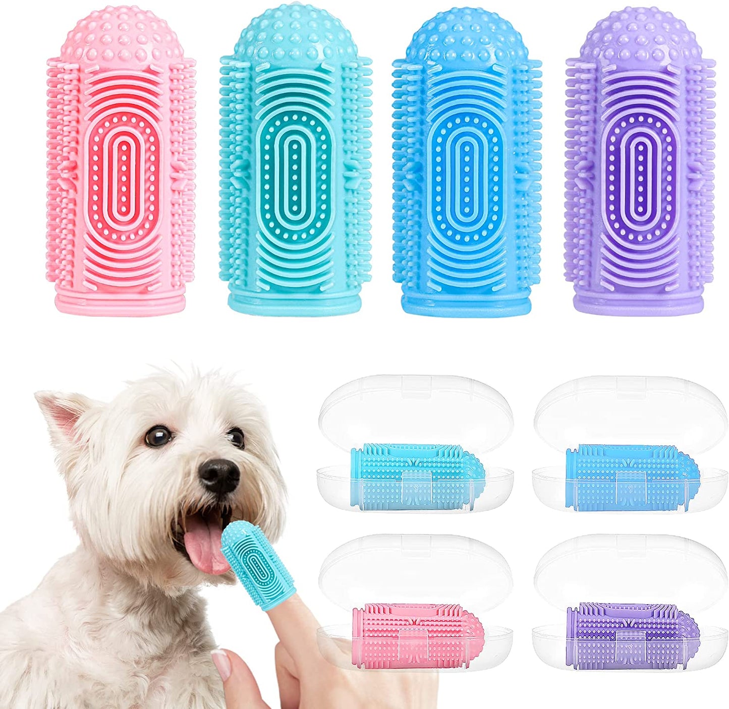 Dog Toothbrush 4 Pack Dog Tooth Brushing Kit Dogs Finger Toothbrush