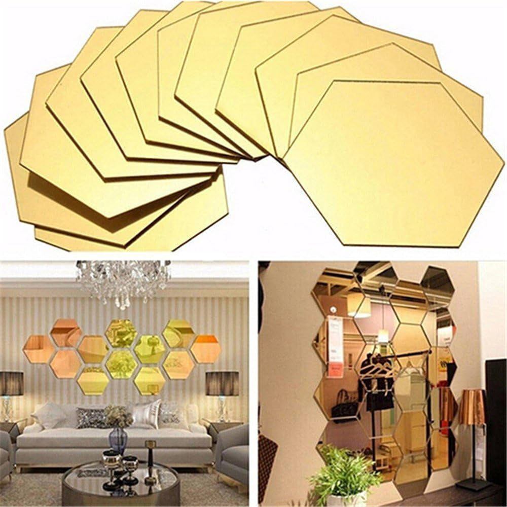 Mirror Wall Stickers - 12PCS Hexagon Art DIY Decorative