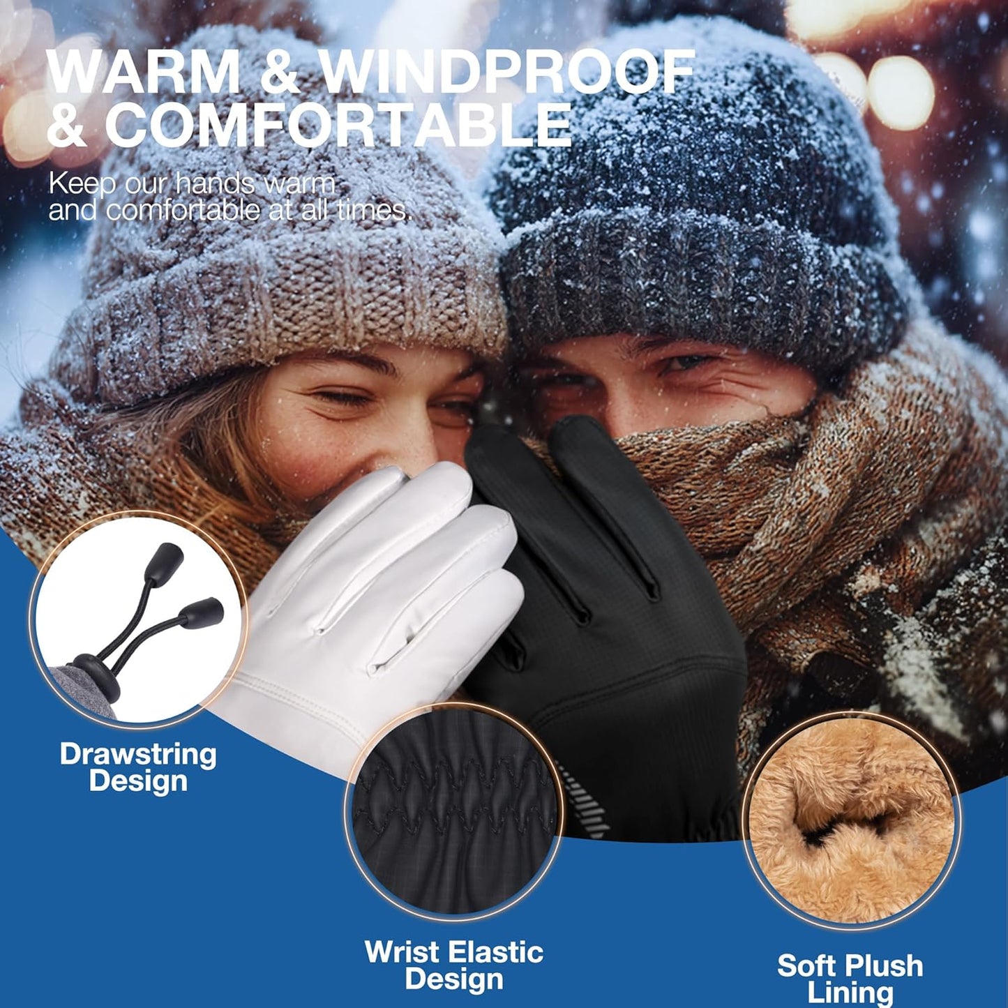 SIMARI Winter Waterproof Warm Gloves Women Men with Touchscreen Fingers