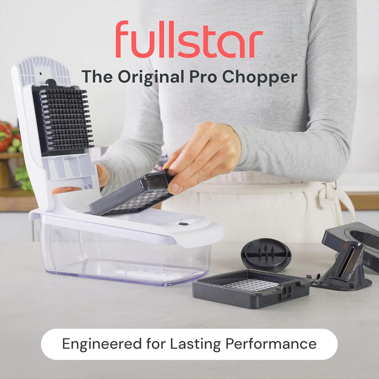 Fullstar the Original Pro Chopper - Vegetable Chopper and Spiralizer, Food Chopper with Container, Fruit Slicer, Kitchen Gadgets & Gifts, Home Essentials (4 in 1, White)