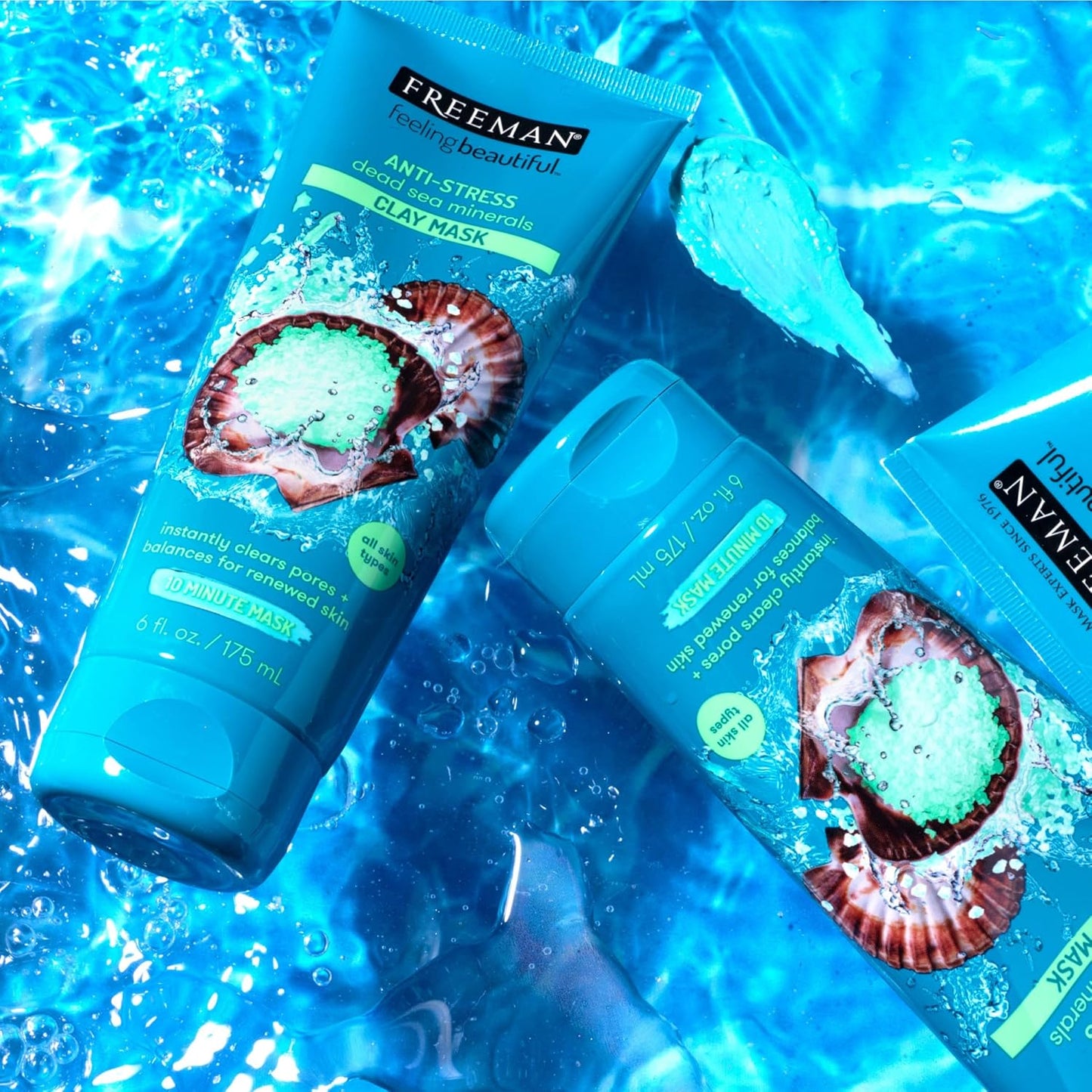 Freeman Anti-Stress Clay Mask, Dead Sea Mineral Face Mask, Lavender & Sea Salt Balance & Calm Skin, Unclog Pores, Facial Mask for All Skin Types, No Harsh Chemicals, 6 Fl. Oz./175 Ml Tube, 1 Count