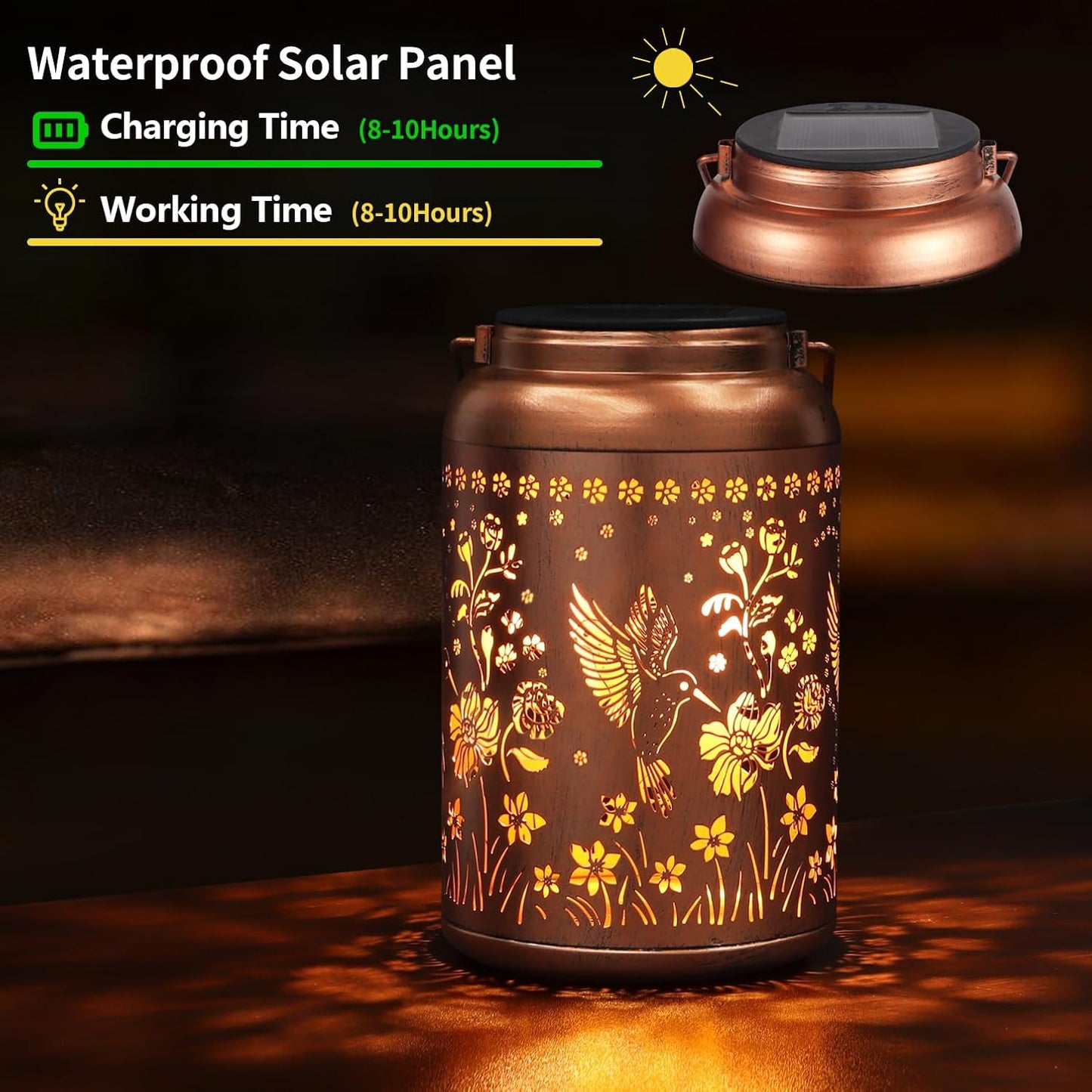 Solar Lanterns Outdoor Waterproof Hummingbird Garden Decor