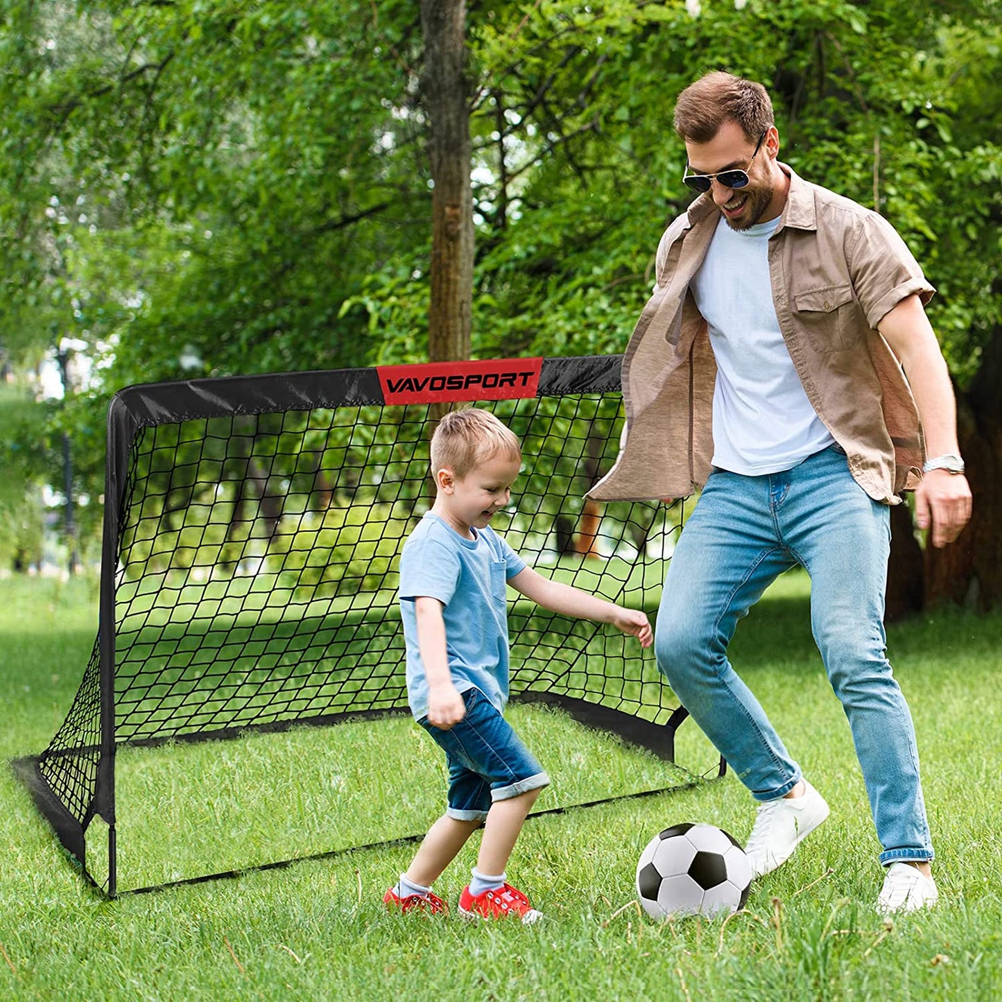 Kids Soccer Goals for Backyard Set - 2 of 4' X 3' Portable Soccer Goal Training Equipment, Pop up Toddler Soccer Net with Soccer Ball, Stocking Stuffers for Kids Youth Outdoor Games, Sports Play Gifts