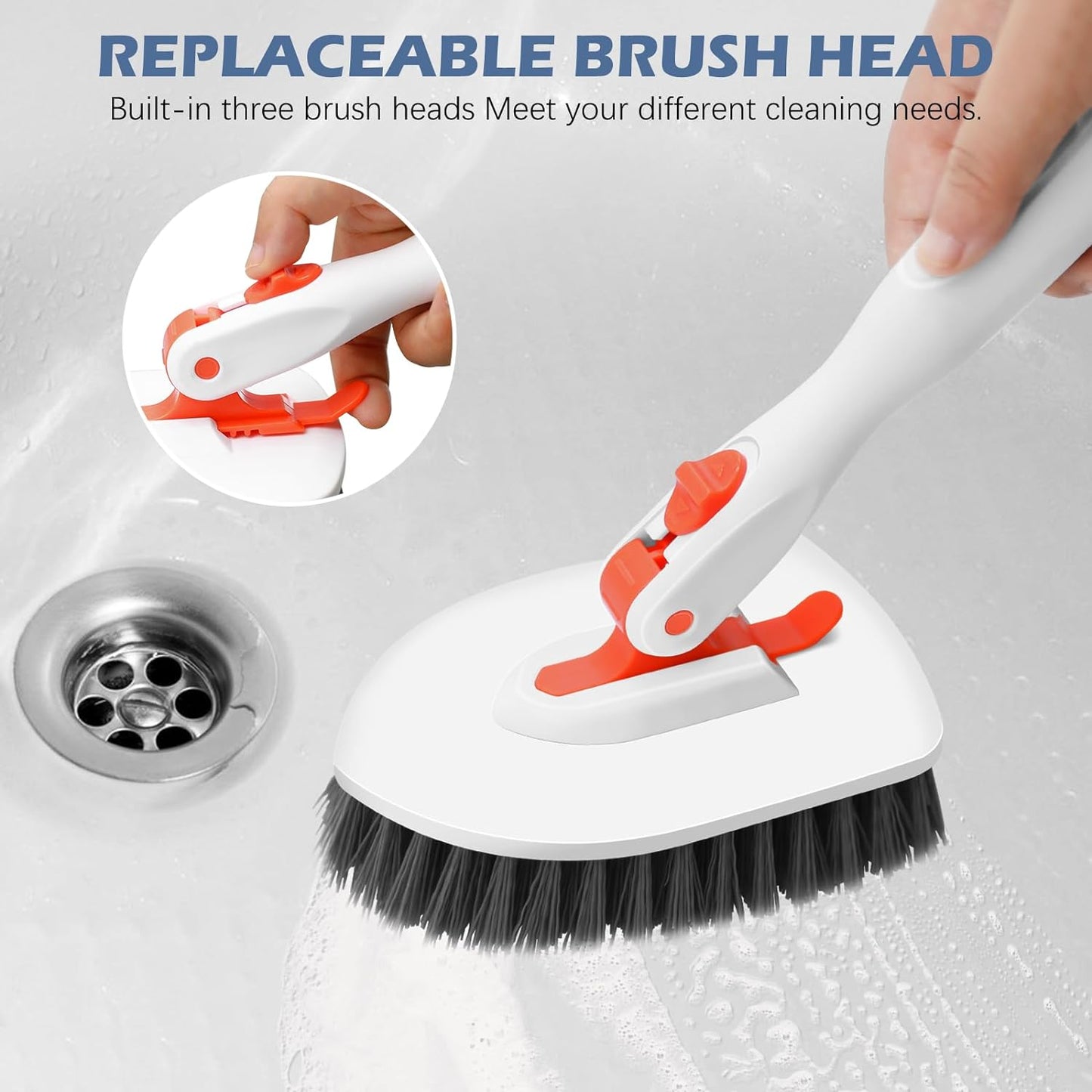 Setsail Floor Scrub Brush, 3-In-1 Tile Tub Floor Scrubber 