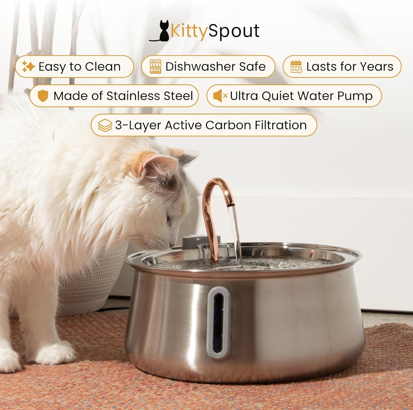 Stainless Steel Cat Water Fountain Automatic Drinking Fountain