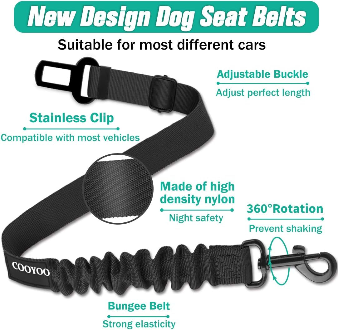 COOYOO Dog Seat Belt, Durability Retractable Dog Car Harness