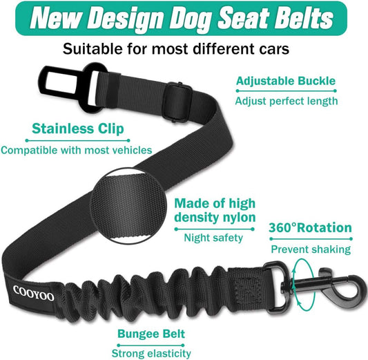 COOYOO Dog Seat Belt, Durability Retractable Dog Car Harness