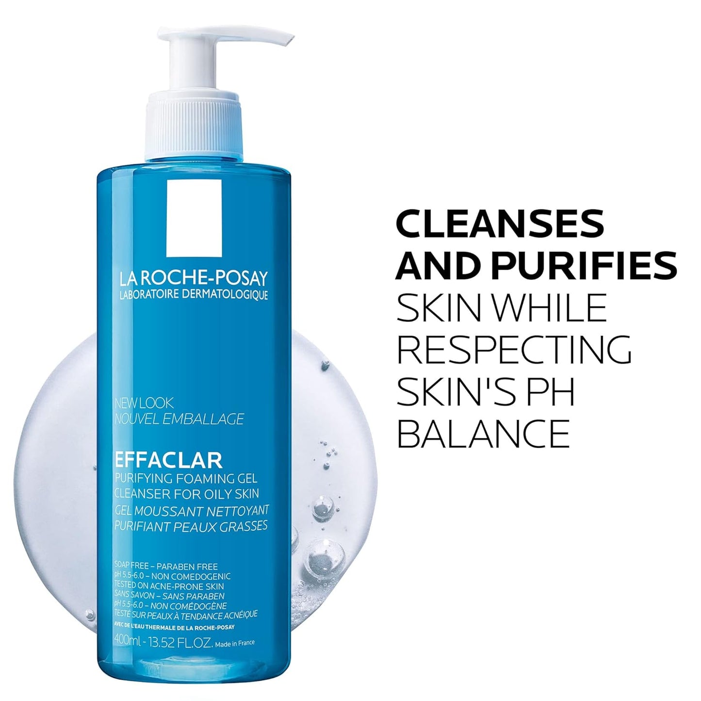 La Roche-Posay Effaclar Purifying Foaming Gel Cleanser for Oily Skin, with Zinc Pidolate to Remove Excess Oil, Alcohol Free & Oil Free, Face Wash for Oily Skin, Dermatologist & Sensitive Skin Tested