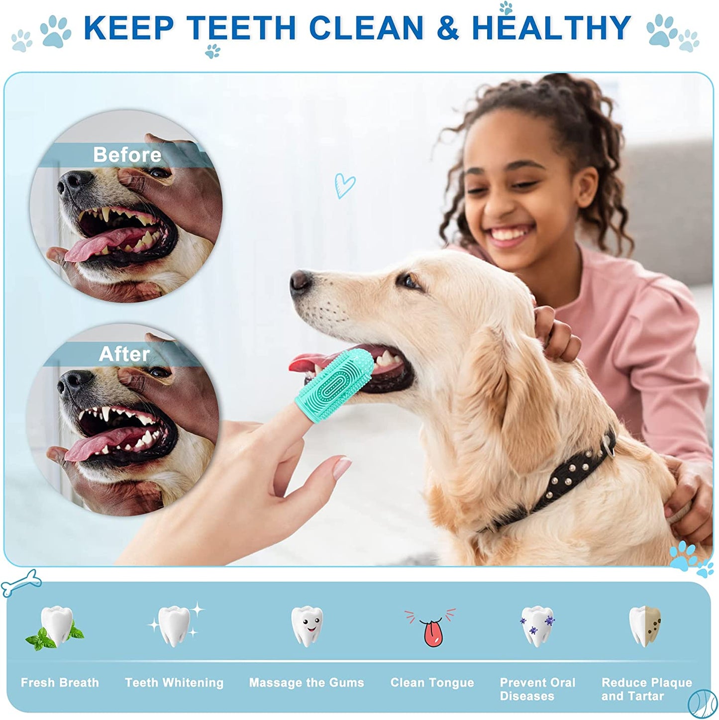 Dog Toothbrush 4 Pack Dog Tooth Brushing Kit Dogs Finger Toothbrush