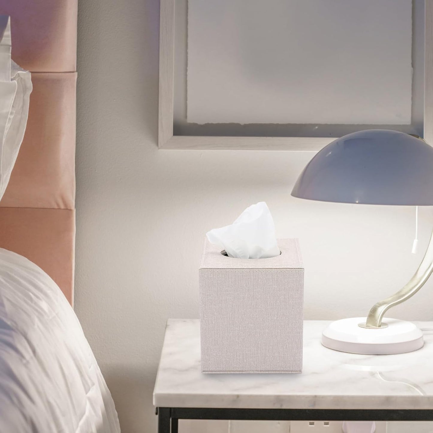 Sumnacon Square Linen Tissue Box Cover