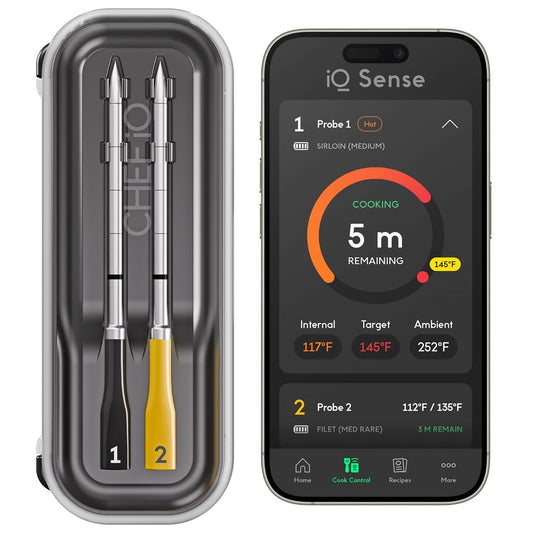 CHEF Iq Sense [2025 Model] | Smart Wireless Meat Thermometer | 2 Ultra-Thin Probes | Wifi Unlimited Range | 1000°F Heat Safe | 5 Sensors | BBQ, Grill, Oven, Smoker, Air Fryer | Gen3