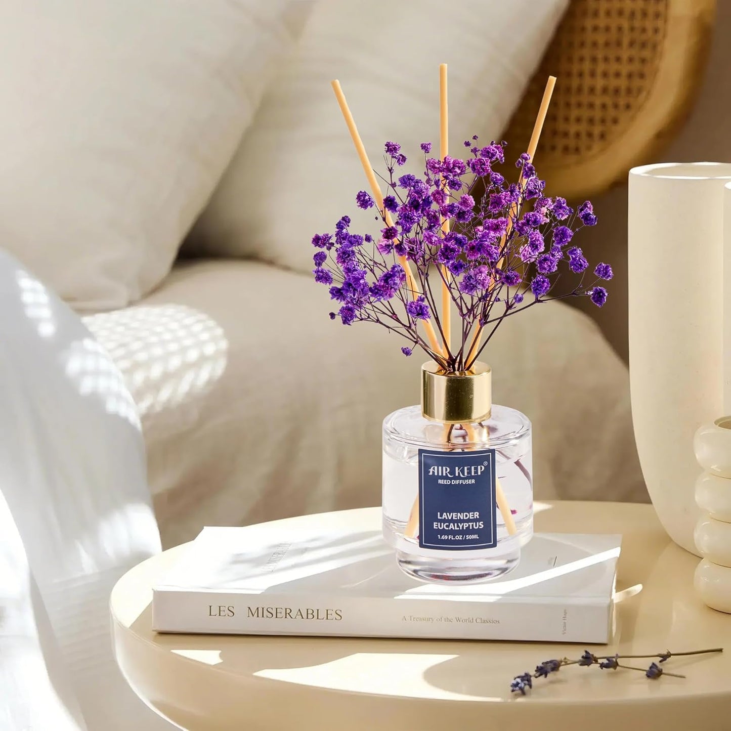 Airkeep Reed Diffuser Set of 3,Clean Linen Ocean Mist&Sea Salt