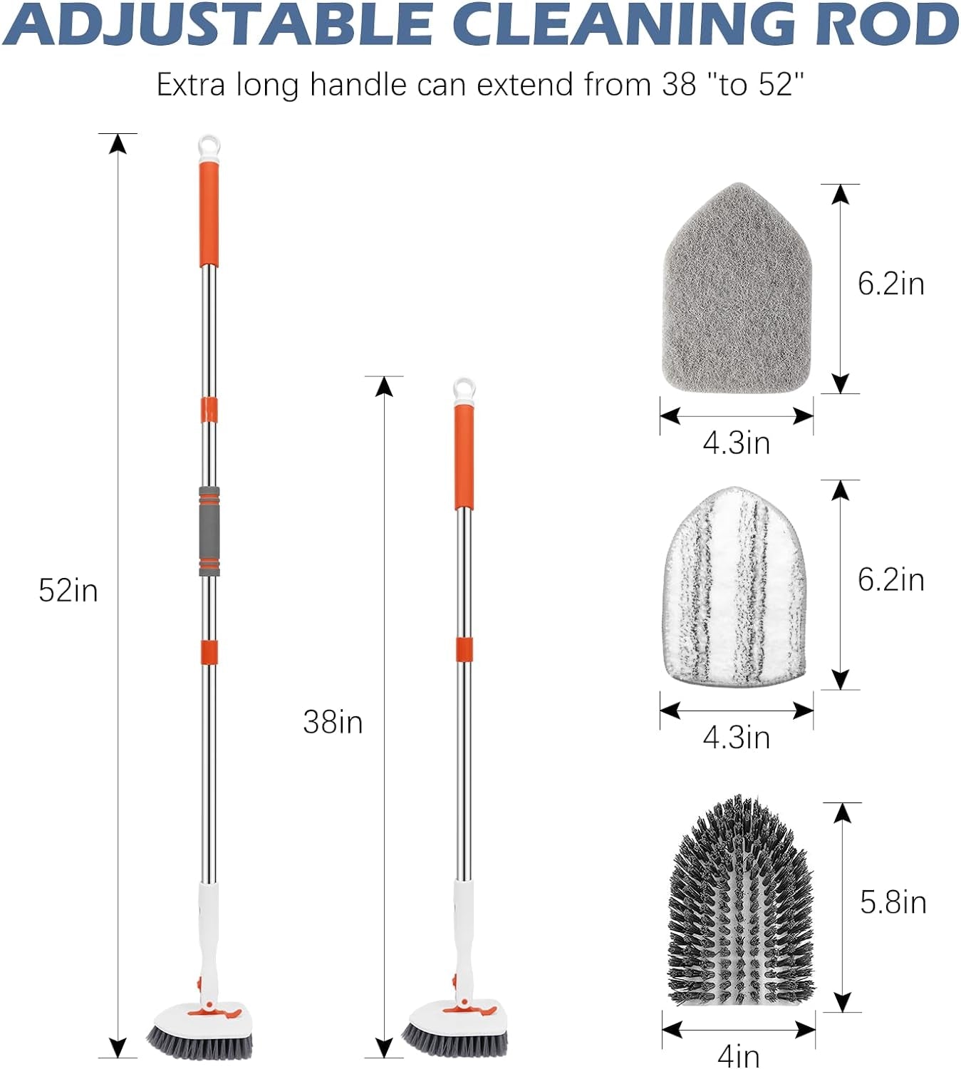 Setsail Floor Scrub Brush, 3-In-1 Tile Tub Floor Scrubber 