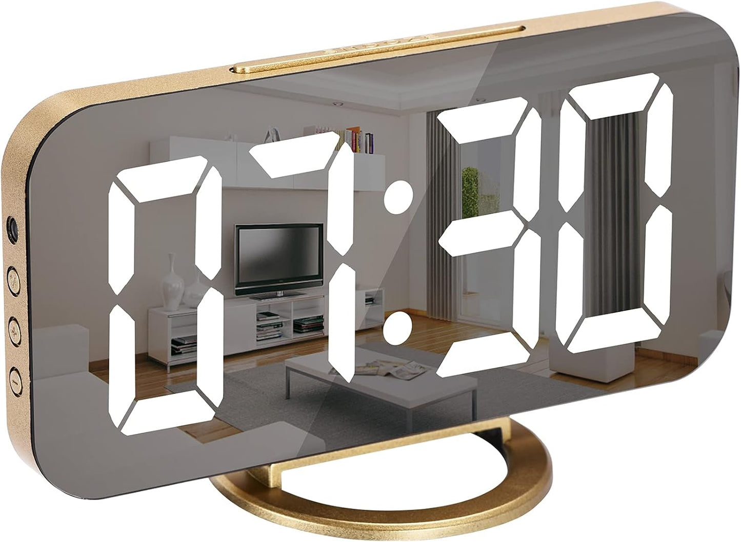 SZELAM Digital Alarm Clock,Led and Mirror Desk Clock Large Display