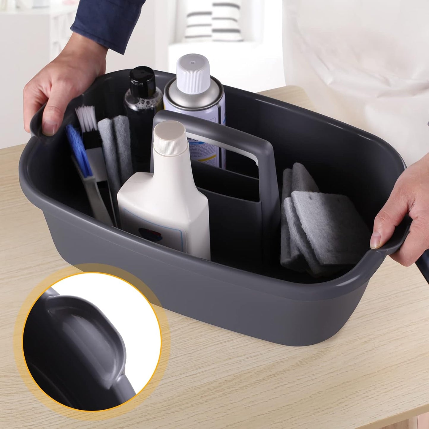 2-Pack Large Gray Cleaning Caddy for Cleaning Supplies with Handle
