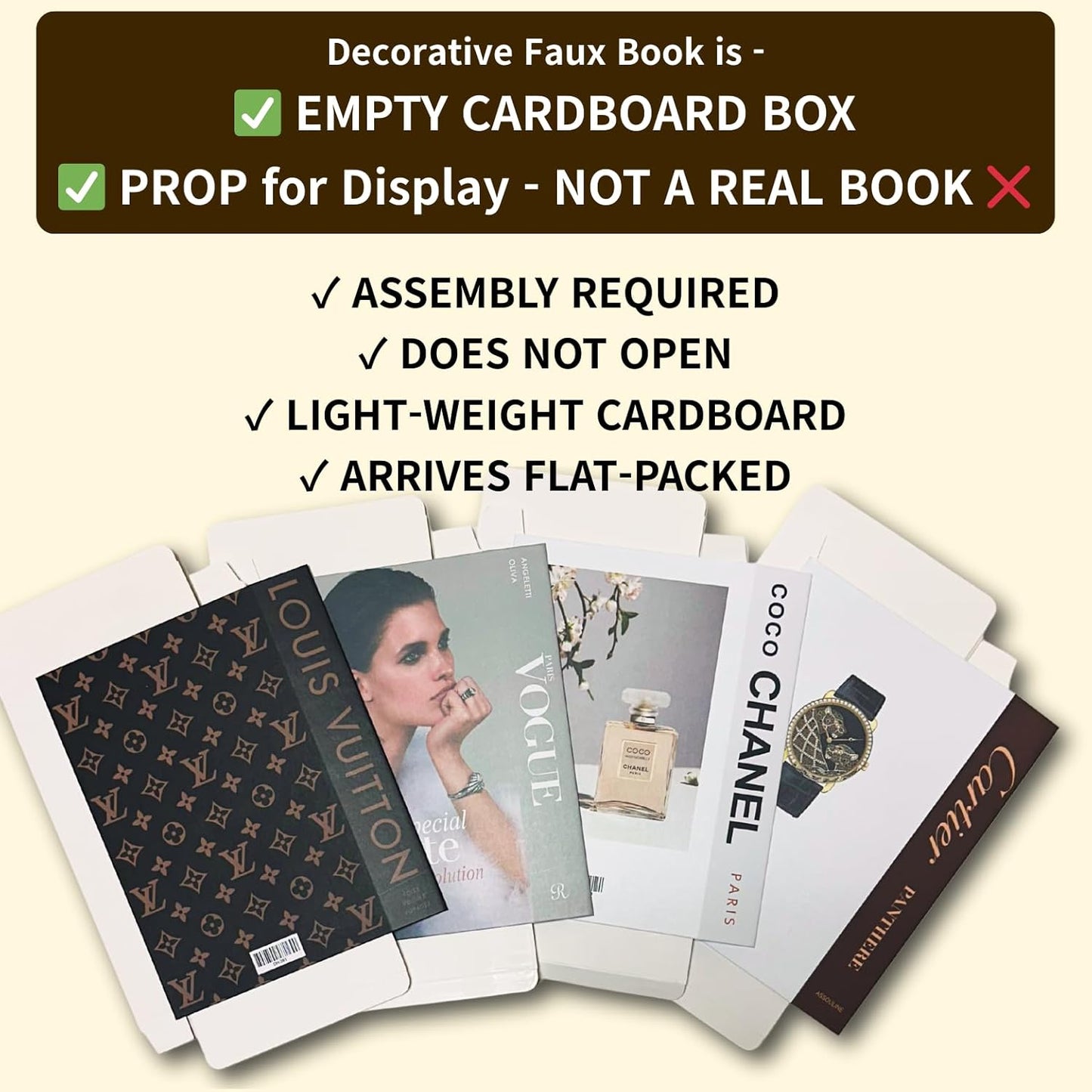 LUXE LARGE | 4 PCS Faux Decorative Books for Home Decor | Not Real Books | Coffee Table Decor, Shelf Styling & Modern Aesthetic Accent Pieces for Living Room, Office, Entryway, or Bookshelf Display