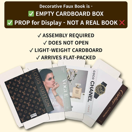 LUXE LARGE | 4 PCS Faux Decorative Books for Home Decor | Not Real Books | Coffee Table Decor, Shelf Styling & Modern Aesthetic Accent Pieces for Living Room, Office, Entryway, or Bookshelf Display