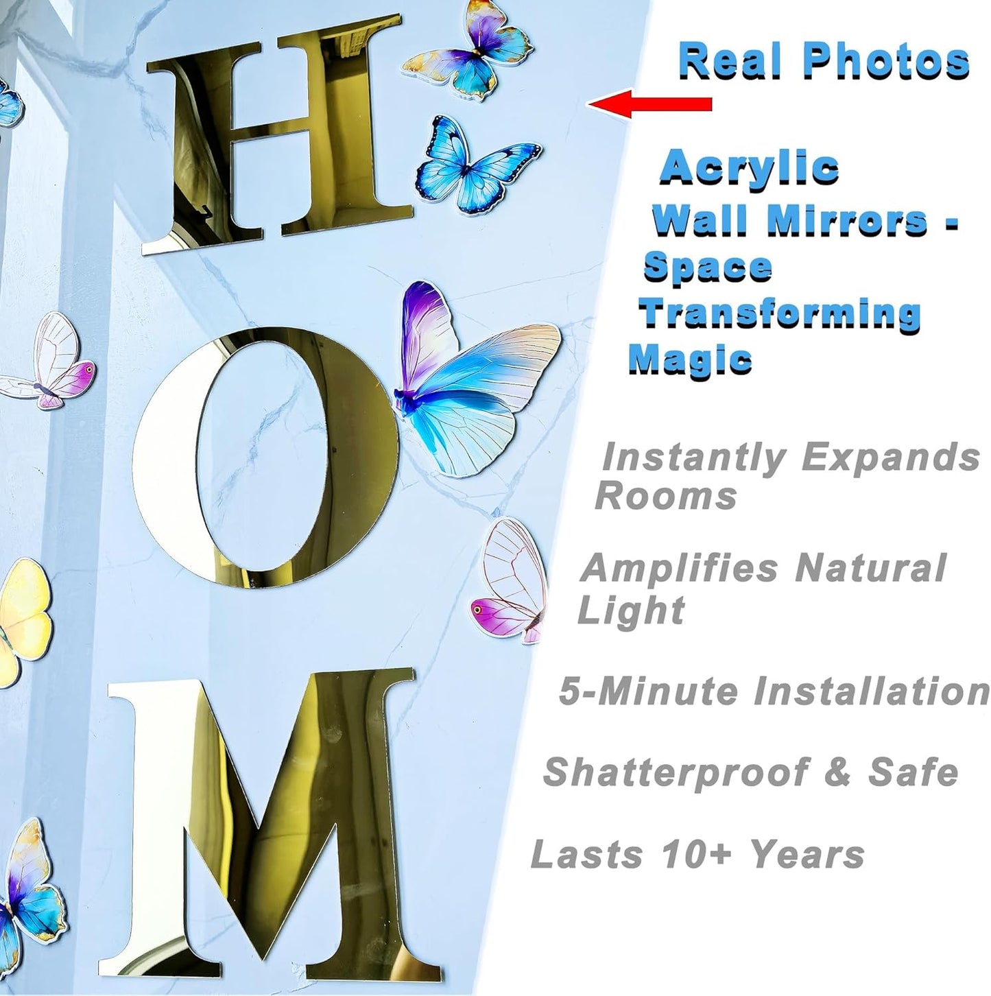 Home Letters Sign Wall Decor Living Room Gold Acrylic Mirrors Art