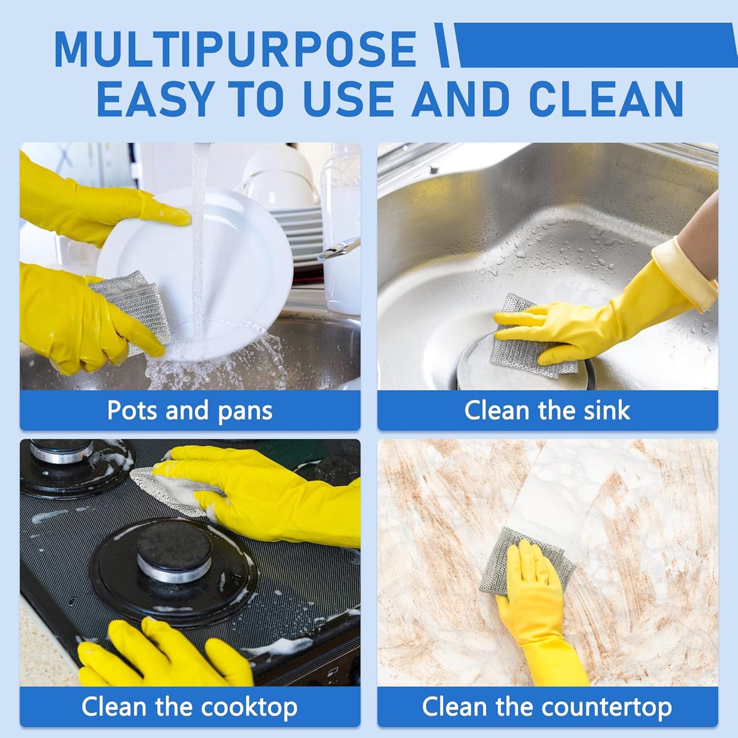 30PCS Non Scratch Wire Dishcloth Steel Wool Scrubber Scrub Pads