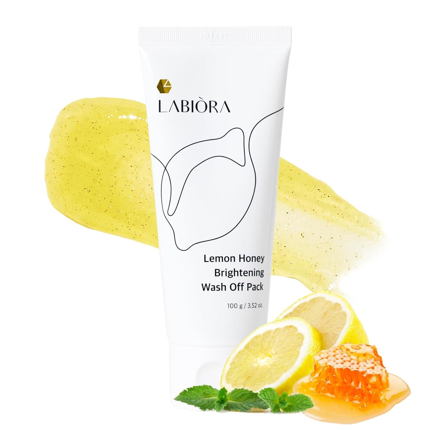 Lemon Honey Face Mask Wash-Off Pack & Scrub — 5-Minute, Exfoliating, Hydrating, Gentle for Sensitive Skin, with Manuka Honey & Lemon Extract, 3.52 Oz (100 G)