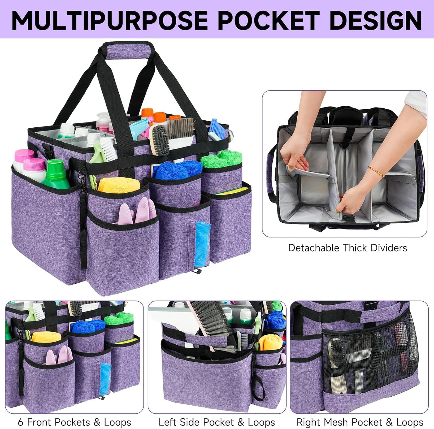 Large Rolling Cleaning Caddy Bag with Detachable Trolley