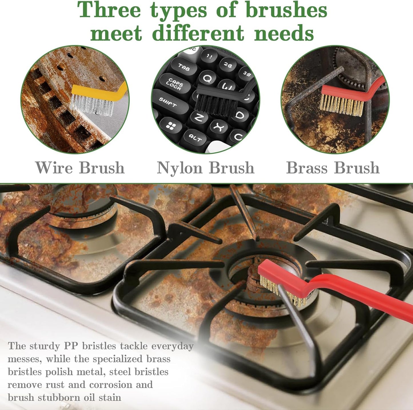 15Pcs Crevice Cleaning Brush, Hard Bristle Scrub Brushes Tools