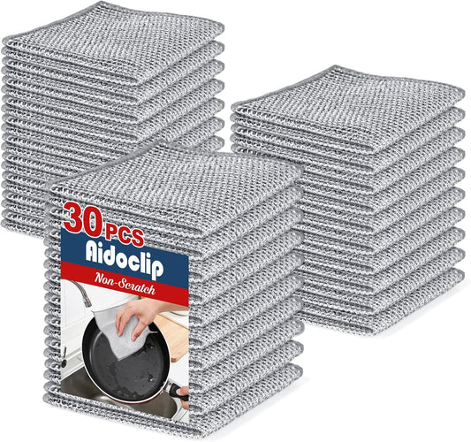 30PCS Non Scratch Wire Dishcloth Steel Wool Scrubber Scrub Pads