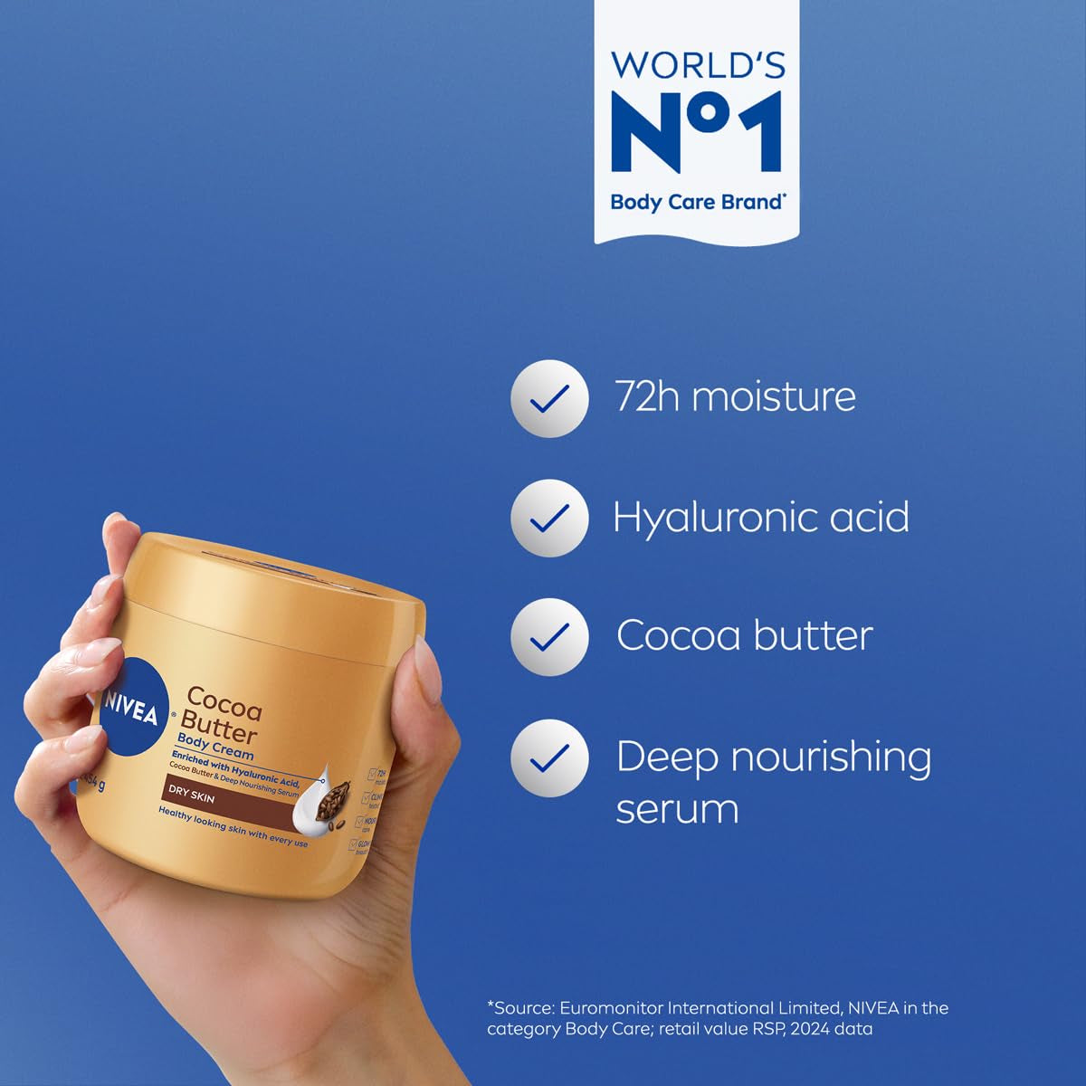 NIVEA Cocoa Butter Body Cream with Deep Nourishing Serum, Holiday Gifts for Women, 16 Oz